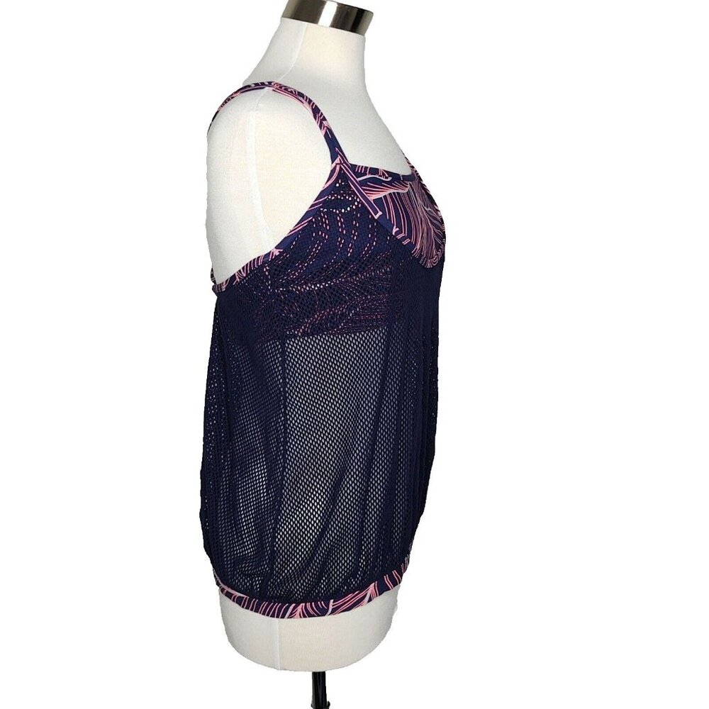 Anne Cole Locker Swim Tankini top Mesh Overlay with attatched crop top XL - Picture 9 of 11
